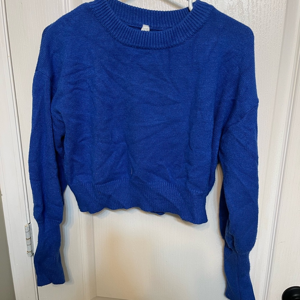Debut Blue Crew Neck Cropped Sweater